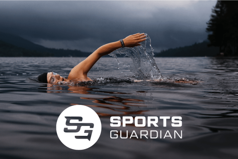 swimmer wearing Sports Guardian wristband
